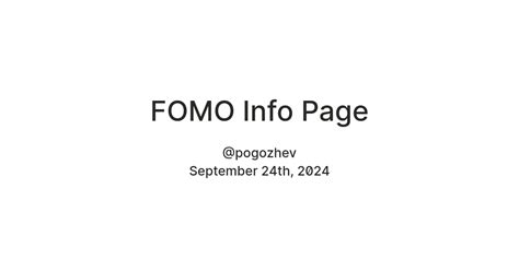 FOMO Info Page — Teletype
