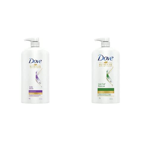 Buy Dove Daily Shine Shampoo 1 L, & Dove Hair Fall Rescue Shampoo 1 L ...