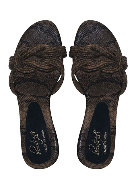Get Brown Knotted Snakeskin Effect Sandals at ₹ 1800 | LBB Shop