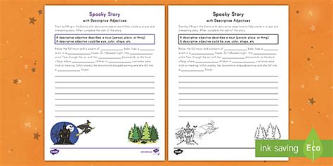 Spooky Story Opener With Descriptive Adjectives Writing
