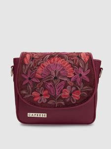 Caprese Maroon Sling Bag TRESNA EMBROIDERY SLING MAROON HANDBAG Maroon ...