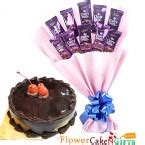 Send Online eggless half kg chocolate cake n dairy milk chocolate ...