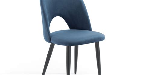 Set of 4 Chairs in Blue Velvet Effect Fabric