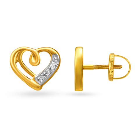 Romantic Heart Fancy Diamond and Gold Stud Earrings