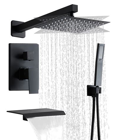 Rttwyyuu Matte Black Shower Faucet Set With 10 Inch Tub | Desertcart INDIA