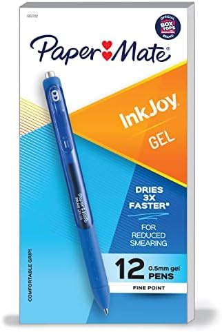 Paper Mate Inkjoy Gel Pen, Fine Point, Dark Blue, Box of 12 (1951722 ...
