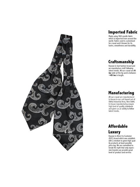 Kavove The Paisley Fever Black Cravat | Buy Cravats online @ www.Peluche.in