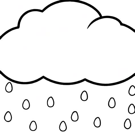 Rain Cloud Coloring Page Black and White · Creative Fabrica