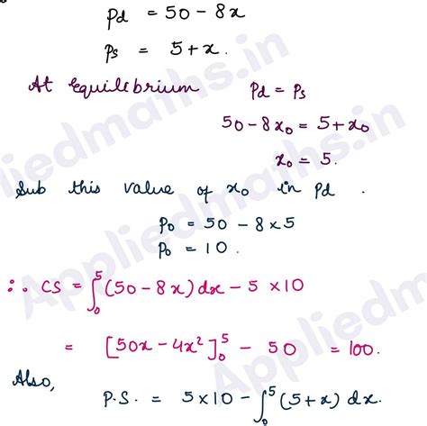 Q6. The demand and supply functions are p = 50 - 8x and p = 5 + x ...