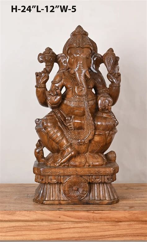 Handcrafted Wood Ganesh Statues for Spiritual Home Decor – Sengottuvel ...