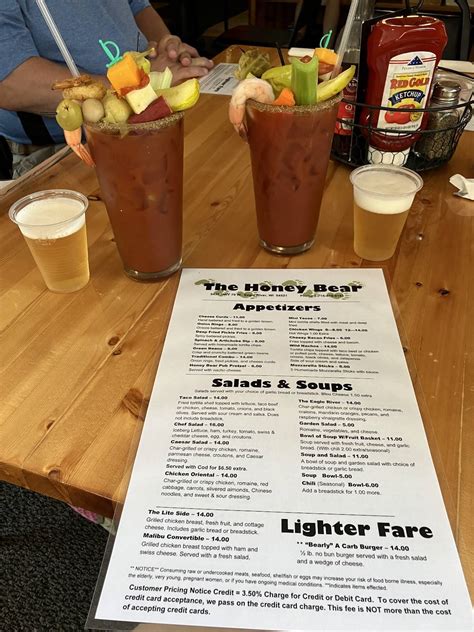 Menu at Honey Bear restaurant, Eagle River, WI-70