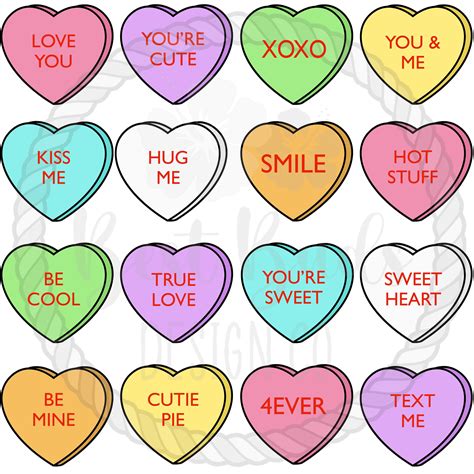 Candy Hearts With Nice Sayings PNG Design - Etsy Canada | Heart candy ...