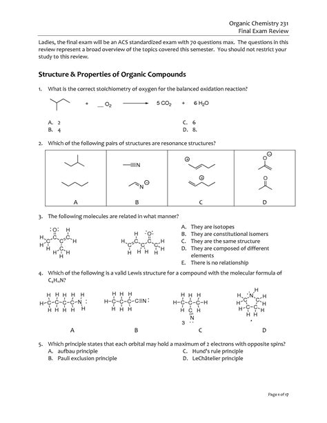 SOLUTION: Organic chemistry acs final exam practice - Studypool