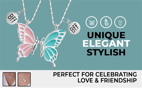 Buy Zibuyu® Best Friends Necklace Half Butterfly Pendant Necklace Set ...