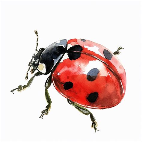 A drawing of a ladybug with black spots on it | Premium AI-generated image