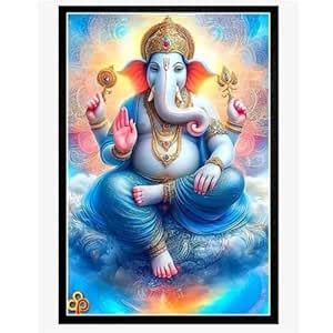 Divine Lord Ganesha Wall Decor (12x9 Inch) - Vibrant Spiritual Artwork ...
