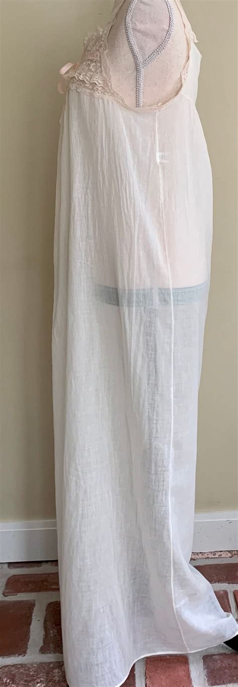 Floor Length White Nightgown Slip Nightie Vintage Formfit All Cotton ...