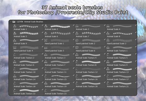ArtStation - 37 Animal Scale Brushes for ClipStudioPaint/Photoshop ...