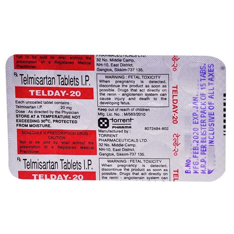 Telday-20 Tablet 15's Price, Uses, Side Effects, Composition - Apollo ...