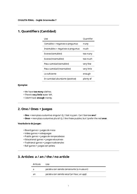 Chuleta Final - Inglés Intermedio 7: Resumen y Ejercicios - Studocu
