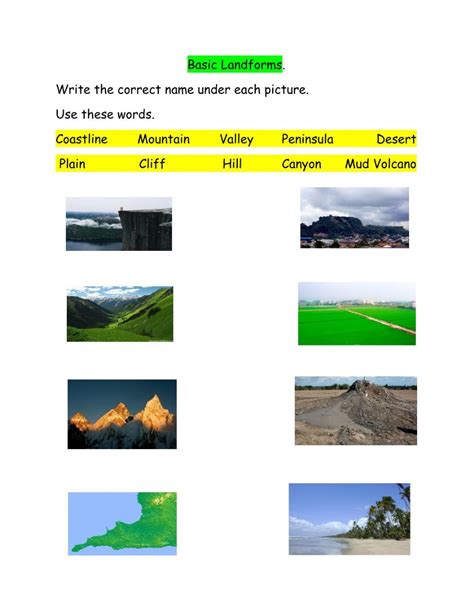 Landforms Worksheet 的图像结果