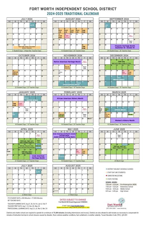 Fort Worth Independent School District Calendar 2025-2026 - School ...