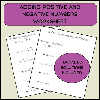 Image result for Adding Positive and Negative Number Worksheet