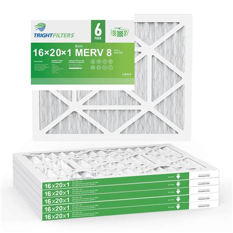 TRIGHTFILTERS 16x20x1 Air Filter MERV 8 Pleated HVAC AC Furnace Filters ...