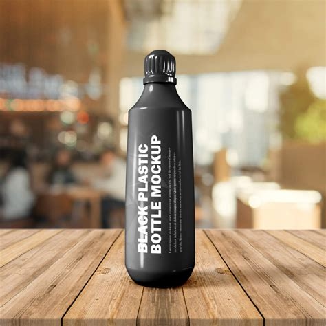 Free Black Plastic Bottle Mockup PSD