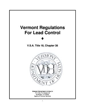 Fillable Online healthvermont Vermont regulations for lead control ...