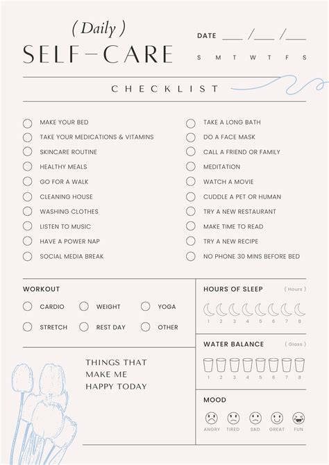 Self Care Worksheets