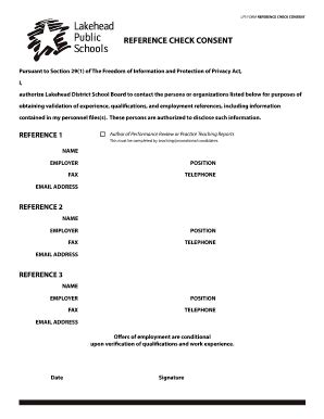 Fillable Online reference check consent - Lakehead Public Schools Fax ...