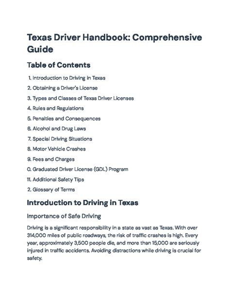 Texas Driver Handbook: Essential Guide to Licensing and Road Safety ...