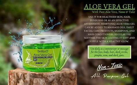 HerbtoniQ Aloe Vera Gel with Neem and Tulsi for Face, Body, Hair ...