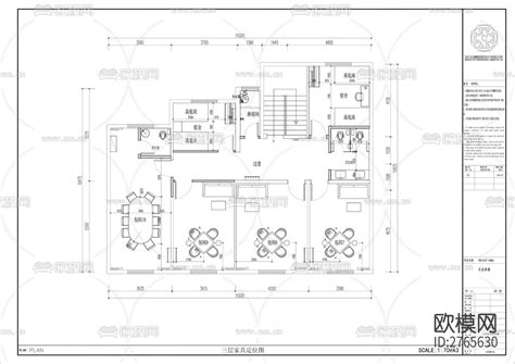 成都500平方茶楼CAD施工图-免费3dmax模型库-欧模网