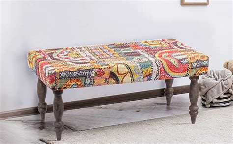 Ikiriya Ohio Solid Wood 2 Seater Bench Multicolor Wooden Kantha ...