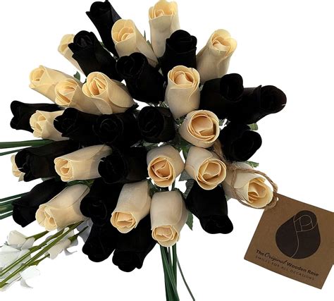 Amazon.com: The Original Wooden Rose, Black and White Wooden Rose ...