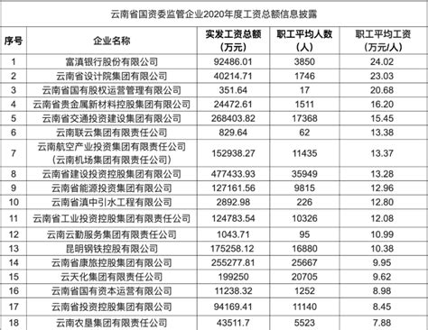 人均年薪最高25万元！云南省属国企职工工资信息披露_腾讯新闻