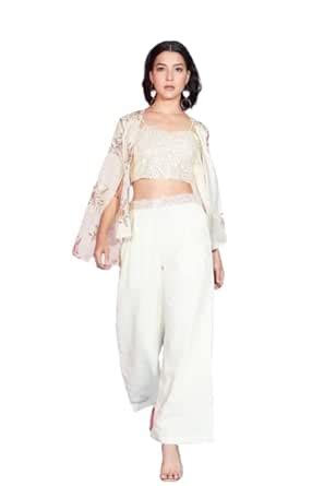 Buy CLLEORA Women's Georgette Embroidered Sequence Work Koti Shrug ...