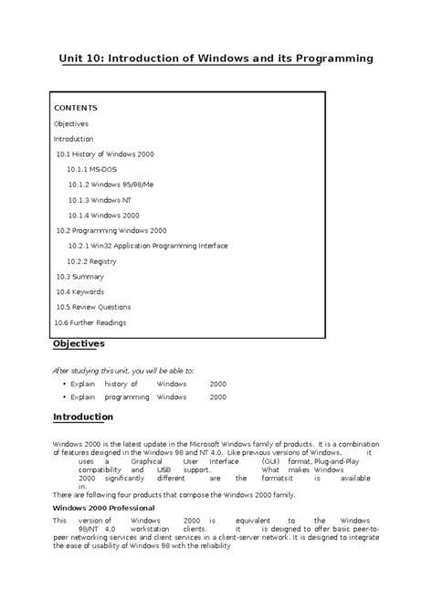 Unit 10 - notes - Unit 10: Introduction of Windows and its Programming ...