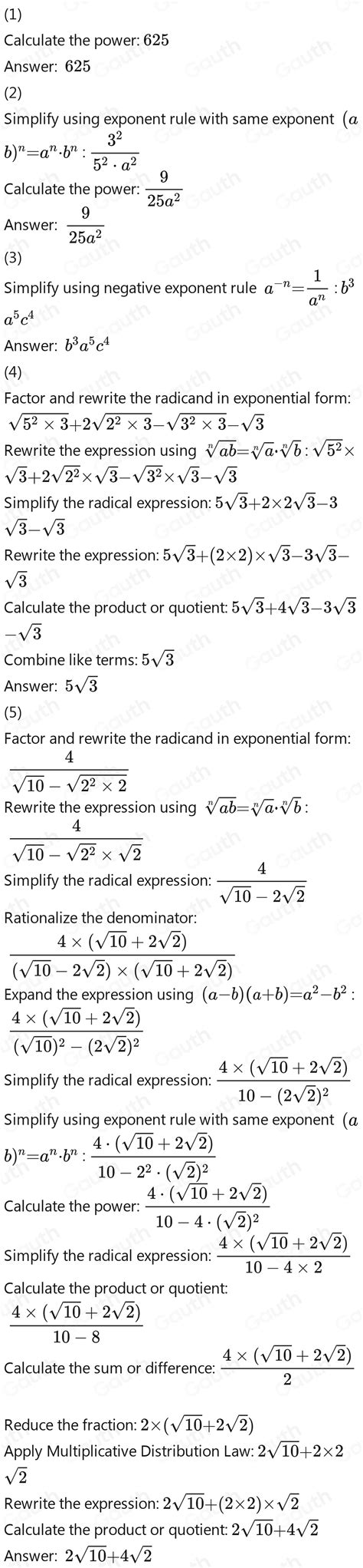 Telah dijawab:Tentukan hasil dari: a. 5^4 b. 2^(-5) 2. Tentukan hasil ...