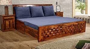 SS WOOD FURNITURE Sheesham Solid Wood Honey Finish Sofa Cum Bed with ...