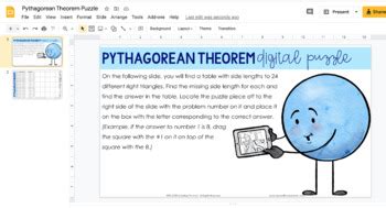 Pythagorean Theorem Puzzle - GOOGLE EDITION - Distance Learning | TPT