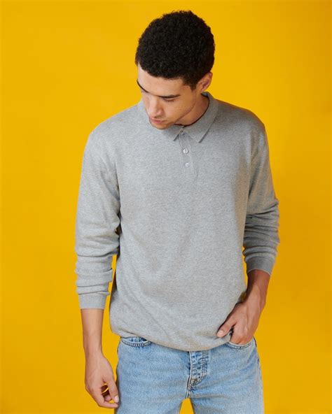 Buy Men's Grey Cloud Knit Polo Sweater Online at Bewakoof