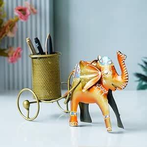 Webelkart Premium Metal Elephant Designer Pen Stand for Table And ...