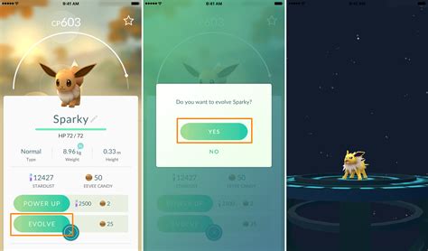 Controlling what your Eevee evolves into in Pokémon GO