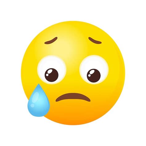 Emoji Verdrietig maar opgelucht. Cartoon huilen gezicht, platte vector ...