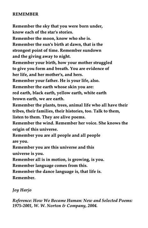 Remember Joy Harjo Poem at Sara Gosman blog