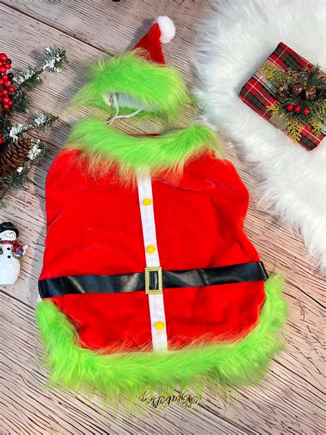 Christmas Grinch Costume for Pets - Cape & Hat for Large Dogs, Large ...