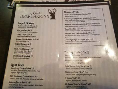 Kruse's Deer Lake Inn Menu - Updated October 2025